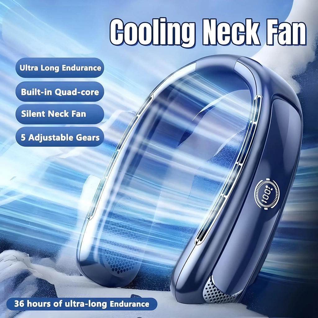 Nuevo ventilador de cuello portátil de 15000mAh pantalla Digital inteligente USB recargable al aire libre ventilador de cuello de enfriamiento silencioso sin aspas para verano