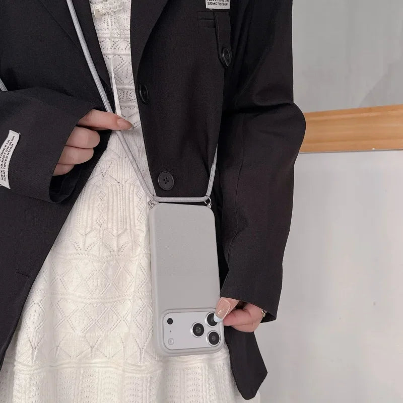 Funda de silicona con cordón y diseño de lunares para iPhone 17, 16, 15, 14, 13, 12, 11 Pro MAX, funda suave para iPhone 16, 17 Pro Max