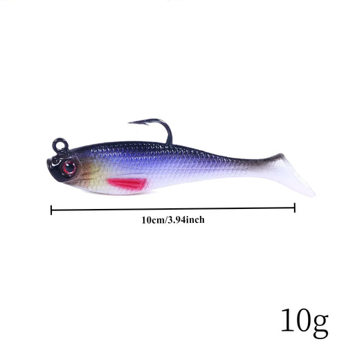 1 señuelo de pesca artificial portátil y realista con cabeza de plomo de colores, 8cm-10g, para pesca en hielo de invierno