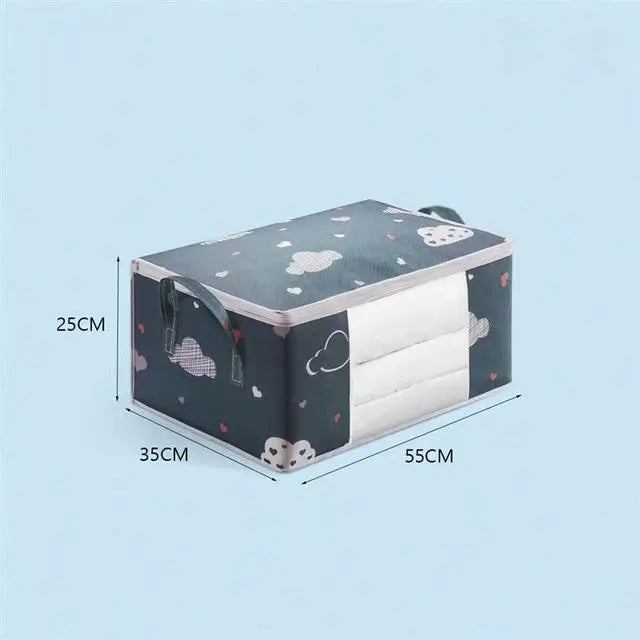 Bolsa de almacenamiento de ropa de gran capacidad, organizador con mango reforzado, adecuado para mantas, ropa de cama, plegable con cremallera resistente