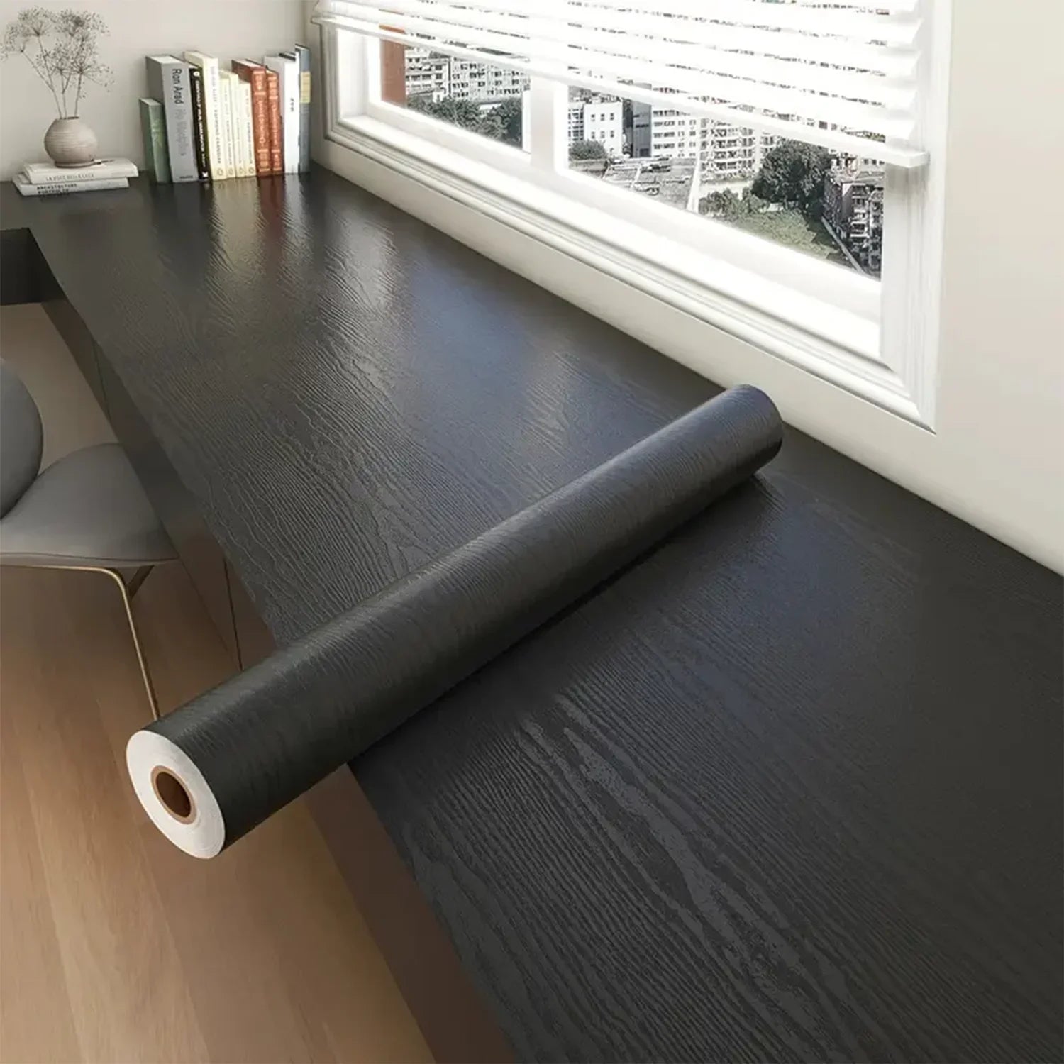 Rollo de papel tapiz adhesivo con 5 metros, pegatina impermeable de grano de madera, armario, puerta de escritorio, pegatinas de renovación de muebles