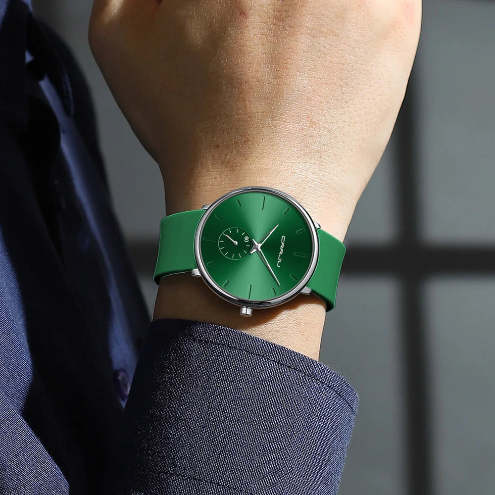 CRRJU-Conjunto de relojes de silicona informales para hombre y mujer, relojes de pulsera de cuarzo con esfera Simple, reloj de vestir para mujer