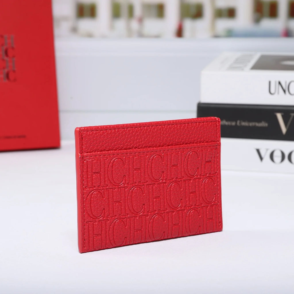 Cartera Clásica de Moda para Hombre y Mujer, Diseño de Letras con Textura Genuina, Clip para Tarjetas, Empaque Simple CH