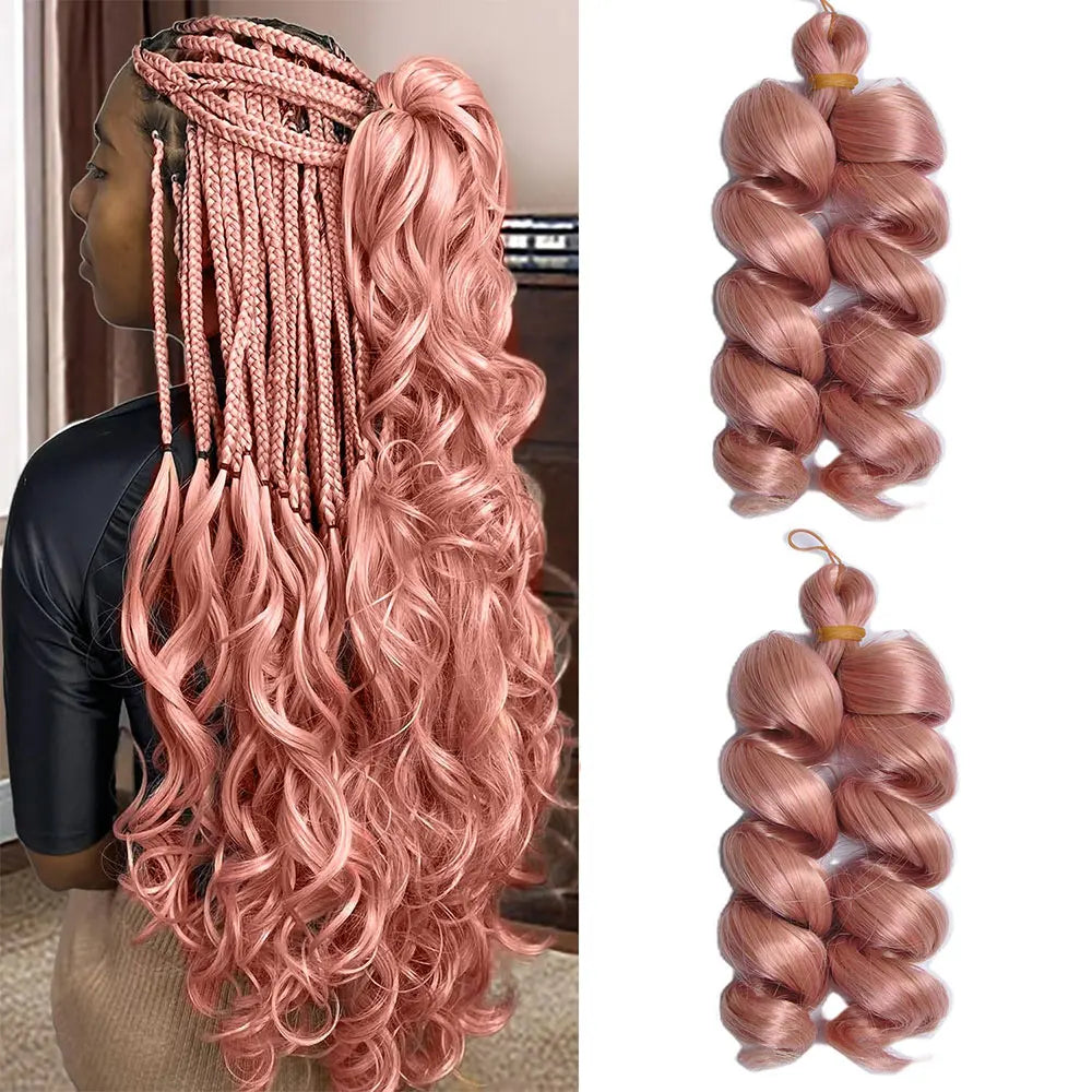 Extensiones de cabello trenzado rizado en espiral de pelo sintético de 12 pulgadas, pelo rizado rosa ombré, rizos franceses, pelo de ganchillo trenzado para mujer