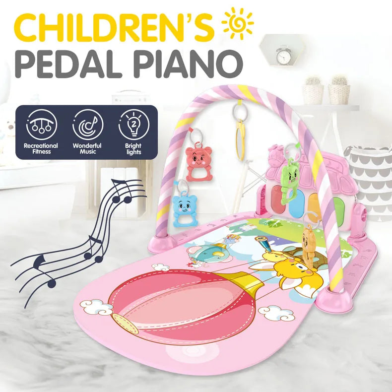 Alfombra de gimnasio para actividades musicales para bebé, alfombra para recién nacido, Pedal, teclado de Piano, estante de Fitness infantil, tapete para gatear, juguetes de regalo