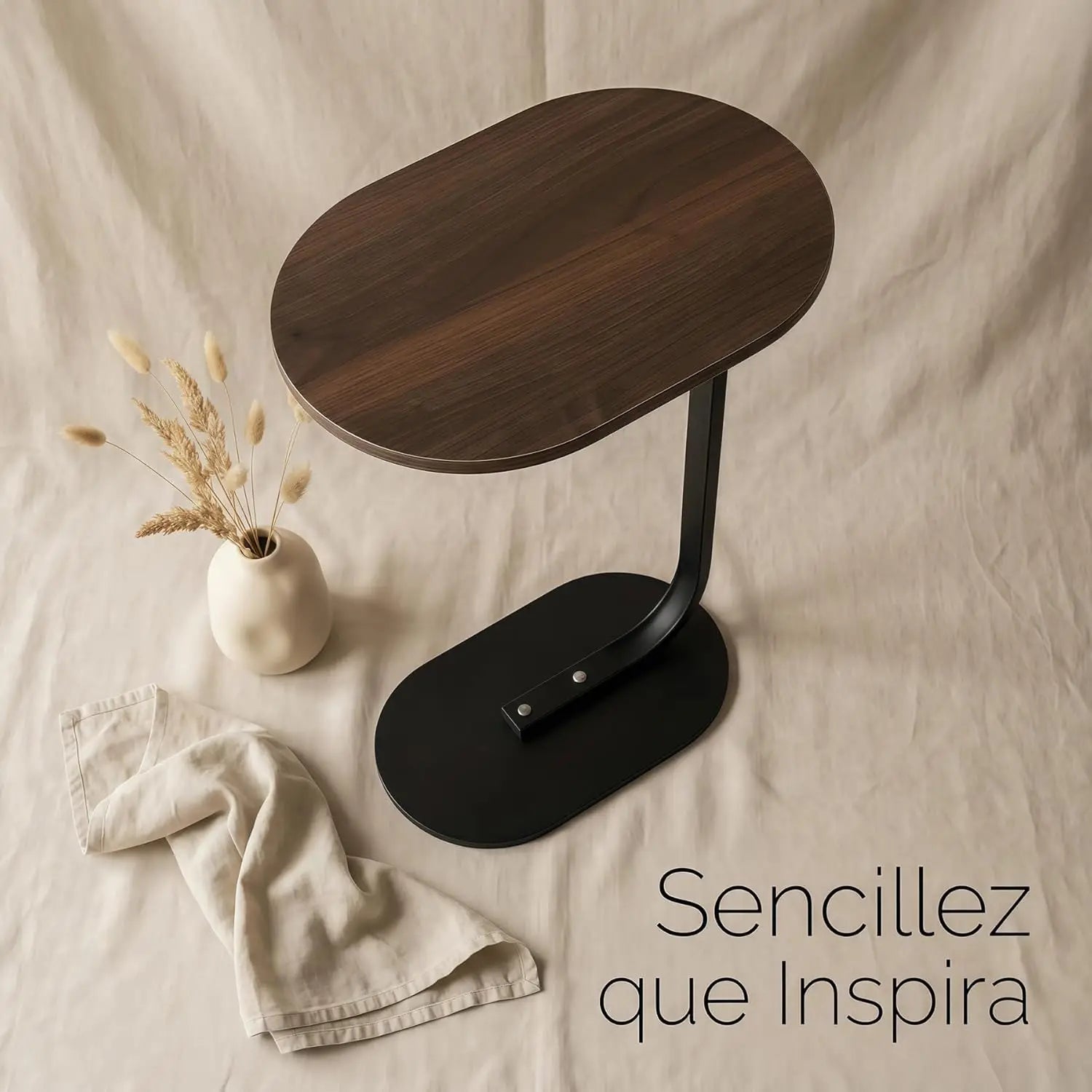 Cómoda Ovalada de Metal Marrón Retro para Sala o Dormitorio, 40x28x60 cm