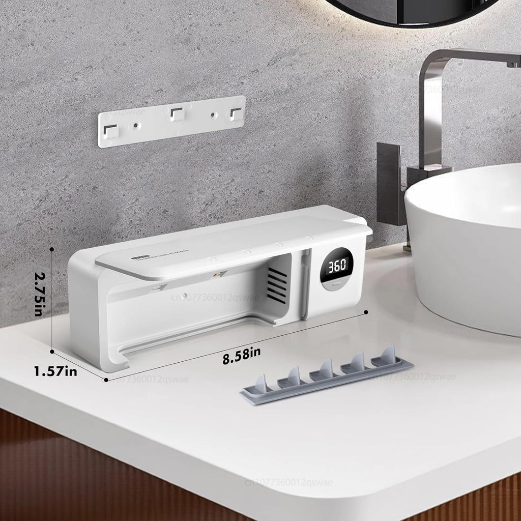 Esterilizador de cepillo de dientes eléctrico esterilización de cepillo de dientes UV con 4 ranuras recargable montado en la pared para soporte de cepillo de dientes de baño