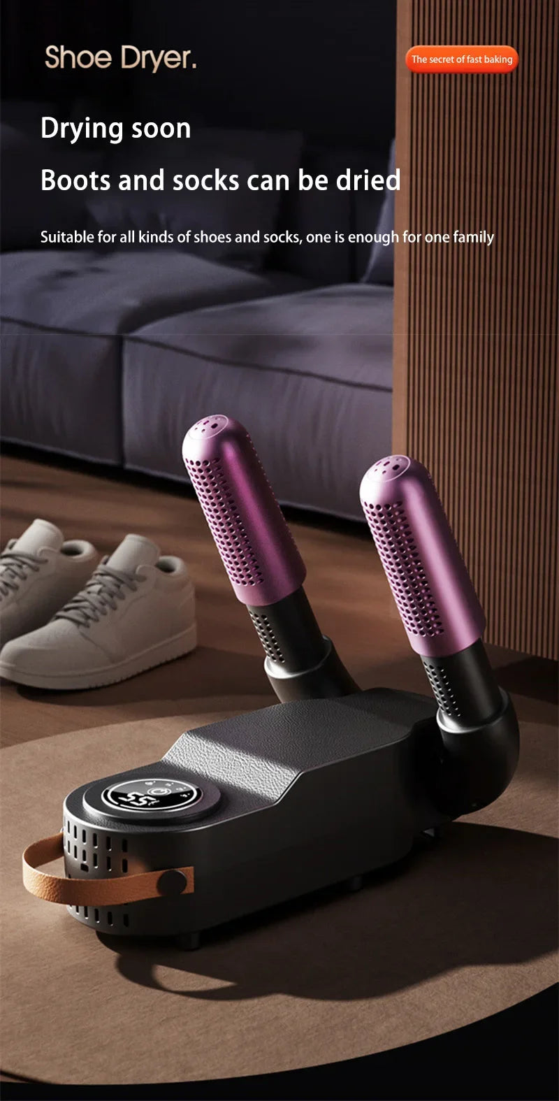 Secador de Zapatos Inteligente con Luz Púrpura, Desodorizante, Portátil, Plegable, con Temporizador, para Otoño e Invierno, Secador Eléctrico para Zapatos y Botas 2026