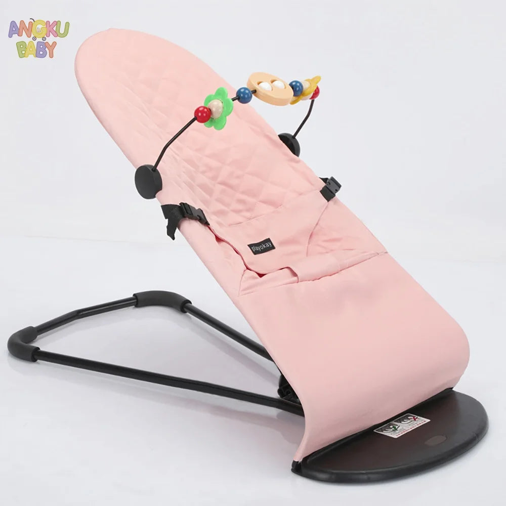 Silla Mecedora para Bebé Ajustable en 3 Alturas, Silla Columpio Plegable para Recién Nacidos de 0 a 12 Meses, Silla Mecedora Ajustable con Juguetes