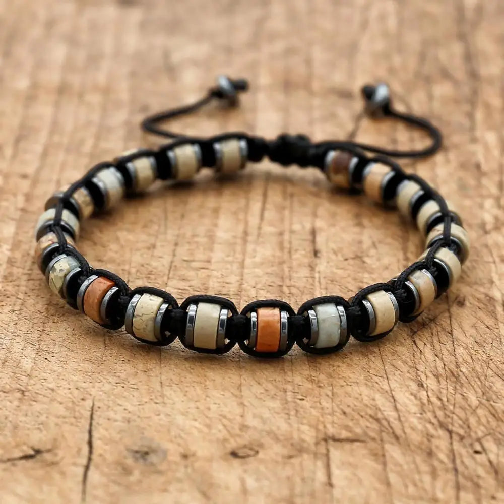 Pulsera trenzada de cuentas de hematita de malaquita de 3x6mm, pulsera tejida hecha a mano con abalorio de Yoga bohemio, joyería de moda para hombres y mujeres
