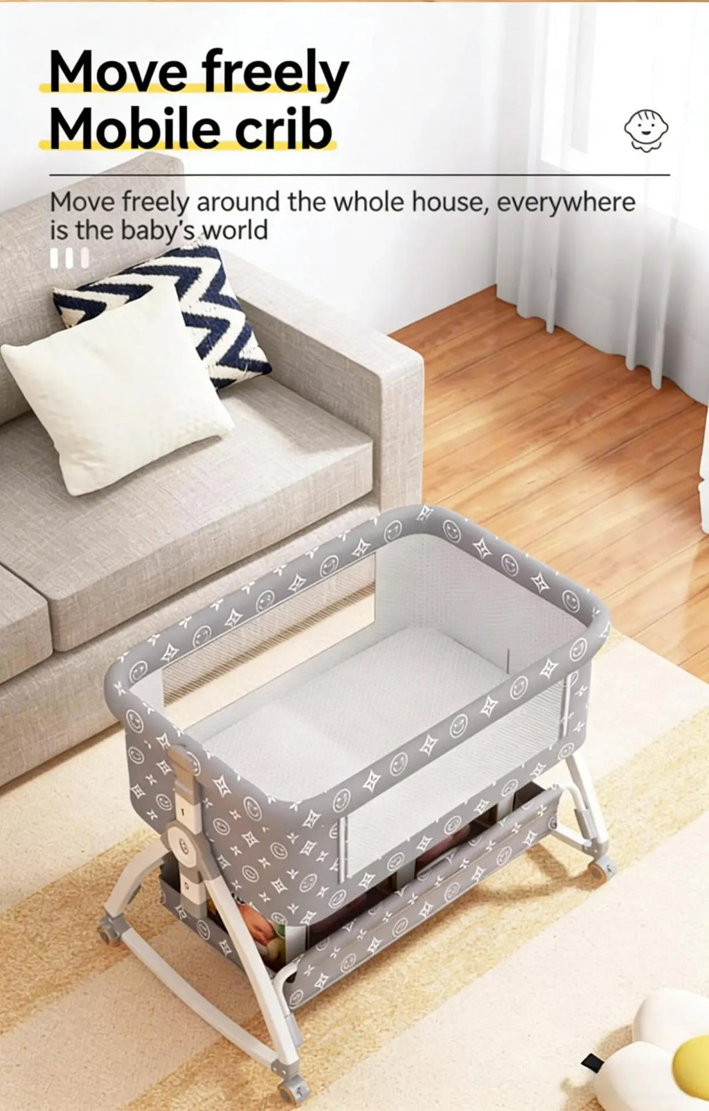 Cuna Portátil para Bebé, Cama Plegable Multifuncional, Cuna para Recién Nacidos, Cama Grande para Niños