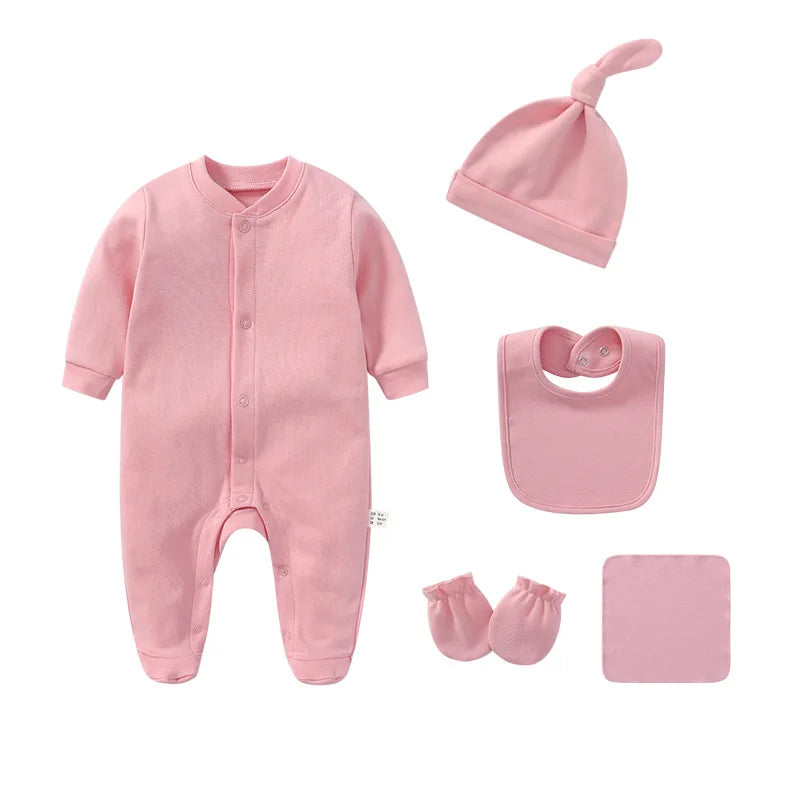 Conjunto de ropa para bebé recién nacido, niño y niña, peleles de Color sólido de manga larga de algodón 100%, traje con pechera, productos infantiles de 0 a 3 meses