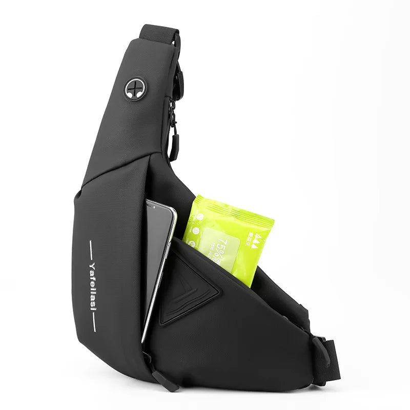 Bolso de Pecho Impermeable para Hombre, Bandolera, Mochila para Viajes Diarios, Membrana de Cuero Resistente a Salpicaduras, Ideal para Viajes Casuales