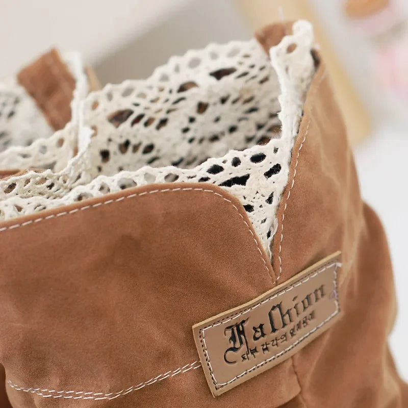 Botas de nieve de longitud media europeas y americanas, Botas de moda mate con encaje interior elevado, Botas Altas Plataforma Mujer Zapatos 2023