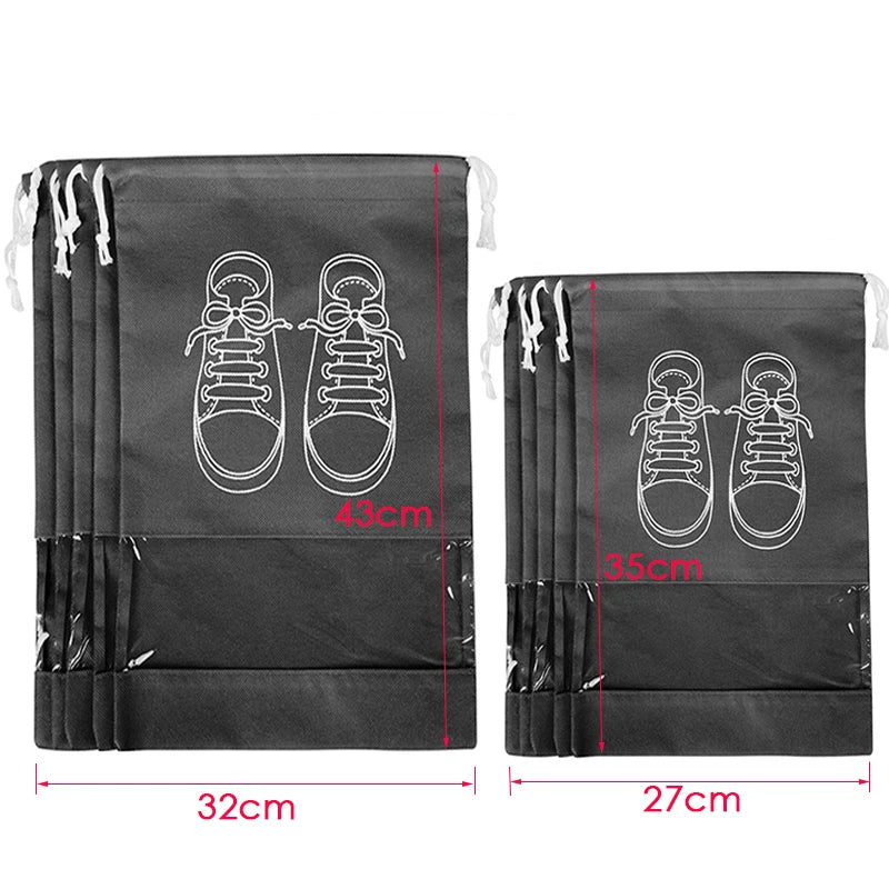 Organizador de zapatos Visible, bolsa de almacenamiento con cordón no tejido grueso a prueba de polvo, bolsa de viaje para ropa, bolsos de almacenamiento, 1/3/5 Uds.
