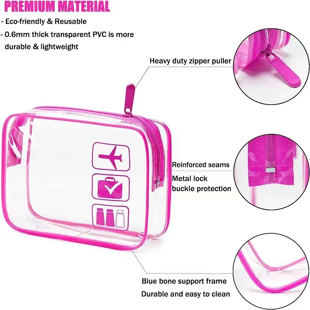 Bolsa organizadora de embalaje de viaje de PVC transparente para mujer, bolsa de viaje para cepillo de dientes, toalla, equipaje, bolsa de almacenamiento de artículos de tocador y cosméticos