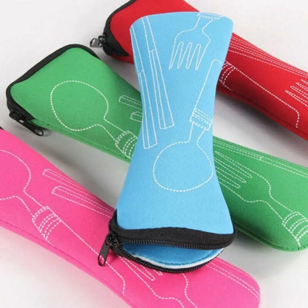 Bolsa de vajilla de embalaje de viaje, alta calidad, portátil, sin vajilla, bolsas para cubiertos, Picnic, tenedor, cuchara, estuche para vajilla