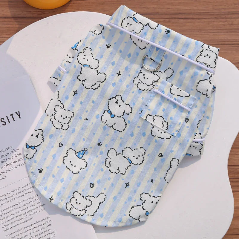 Mono de verano para perro, ropa con estampado de perro, chaleco para cachorro, ropa para perros Chihuahua y Bichón, pijama fino de cuatro patas para perro, ropa para parejas.