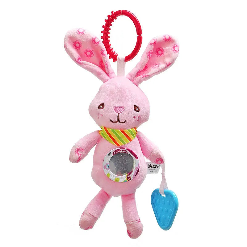 Sonajeros colgantes sensoriales para bebé, juguete de aprendizaje suave, cochecito de animales de peluche, cama de coche infantil, cuna con mordedor para bebés y niños pequeños
