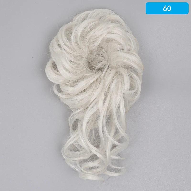 AZQUEEN-extensión de cabello de moño desordenado, banda elástica sintética, moño ondulado rizado, Scrunchies Donut Updo, postizo para mujer