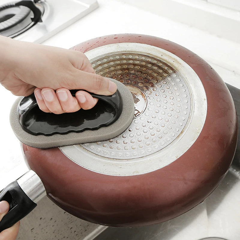 Esponja mágica de esmeril, cepillo, borrador de limpieza, cocina, baño, óxido, herramientas de limpieza descontaminantes fuertes con mango, herramientas para el hogar