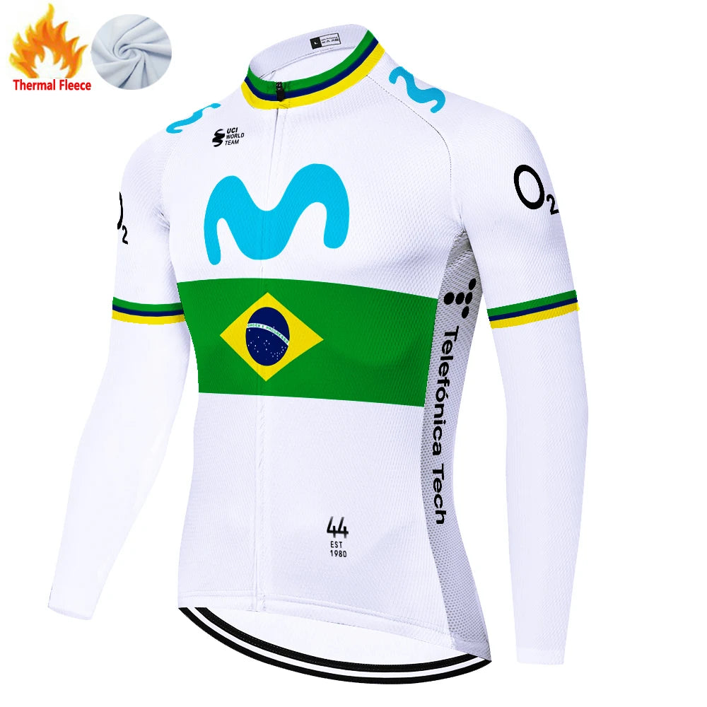Nuevo invierno Movistar ciclismo jersey 2026 protear hombres manga larga bicicleta invierno maillot cyclisme homme
