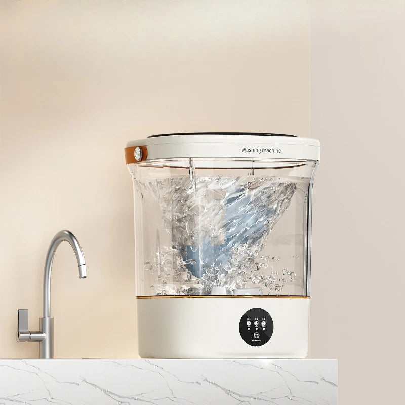 Mini Lavadora Eléctrica de 12L para el Hogar, Dormitorio Estudiantil, Limpiadora de Ropa Interior, Lavadora de Calcetines, Deshidratadora para Personas con Poco Tiempo