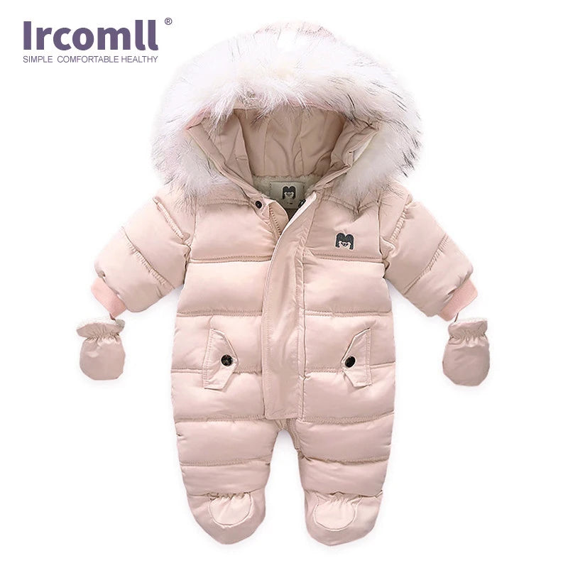 Ircomll, ropa de bebé de alta calidad, monos para niños, invierno con capucha y piel, pelele cálido para niños, mono, ropa para niños pequeños