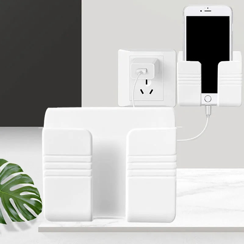Caja de almacenamiento montada en la pared, organizador multifunción sin perforaciones, Control remoto de TV, soporte de carga para enchufe de teléfono móvil, 1-4 Uds.