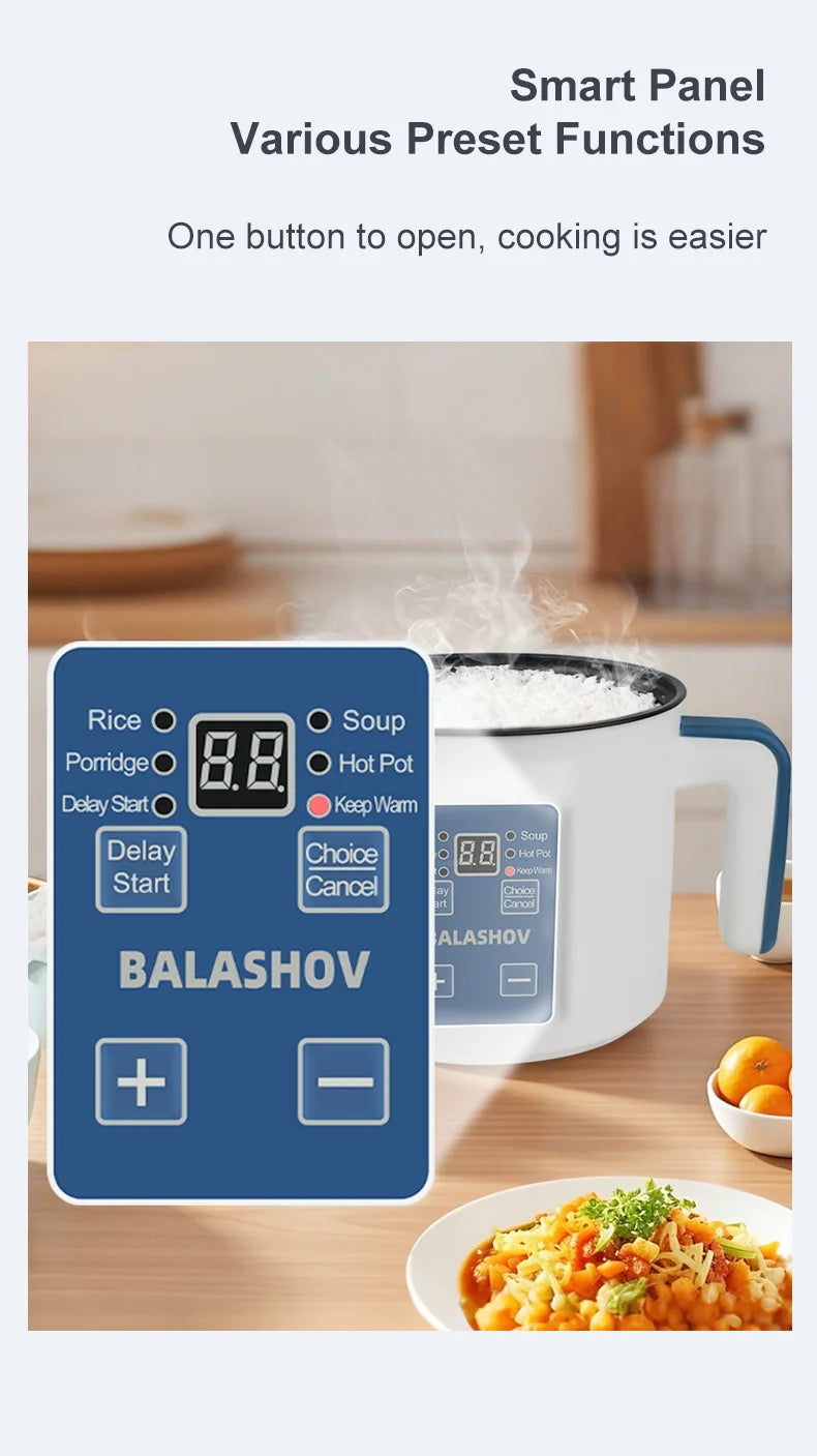 Olla arrocera eléctrica individual de doble capa, Mini cocina automática inteligente para el hogar, enchufe europeo de 220V, multicocina de arroz al vapor P
