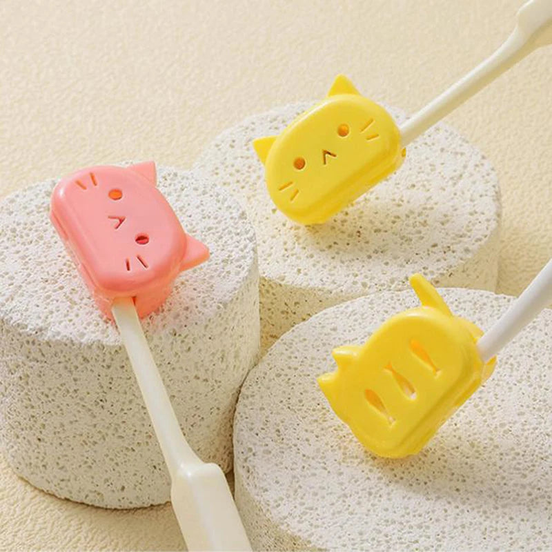 ❀ ❀ Funda Protectora para Cepillo de Dientes con Diseño de Gato de Dibujos Animados - Estuche de Viaje Transpirable y a Prueba de Polvo para Protección del Cepillo de Dientes