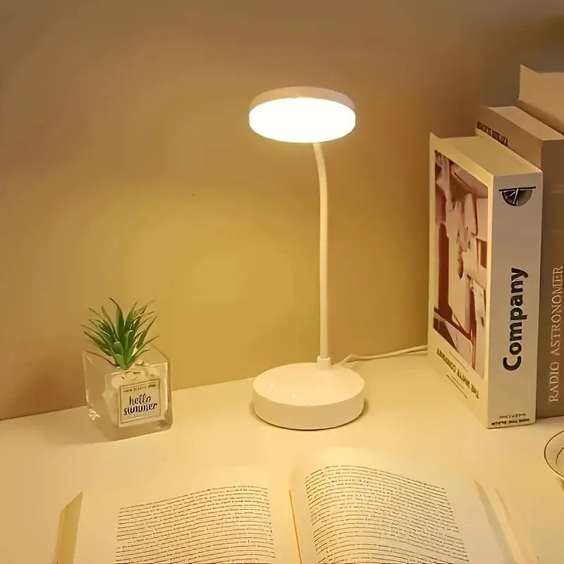 Lámpara de escritorio LED flexible con atenuador de 3 niveles, alimentada por USB, cuidado de los ojos, luz blanca cálida, perfecta para el hogar, la oficina, la lectura, el estudio