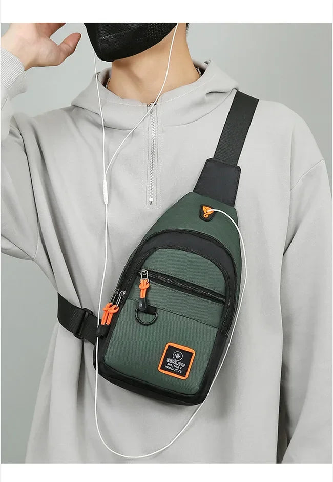Riñoneras informales con estilo para hombre, bolso de pecho para hombre, bolso de pecho a la moda, bolso de hombro tipo bandolera de tela Oxford ligero