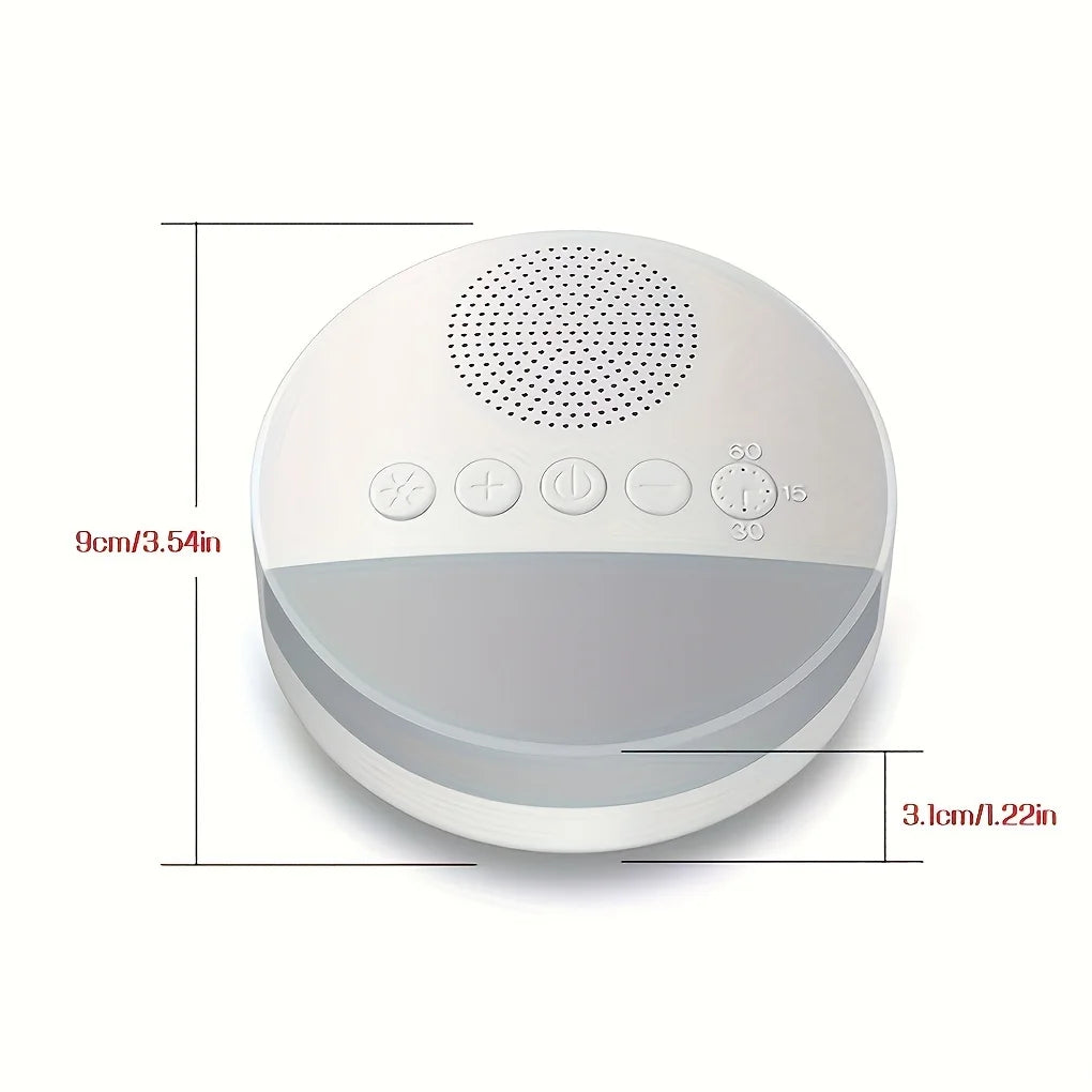 Máquina portátil de ruido blanco recargable por USB de 1200mAh con luz nocturna, 9 sonidos relajantes, temporizador de apagado para uso en el hogar/oficina