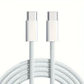 Cable USB C a C de carga rápida blanco, Cable cargador rápido USB tipo C trenzado de nailon de 60W para IPhone15/Samsung/Oppo/Vivo/Redmi A, 1 ud.