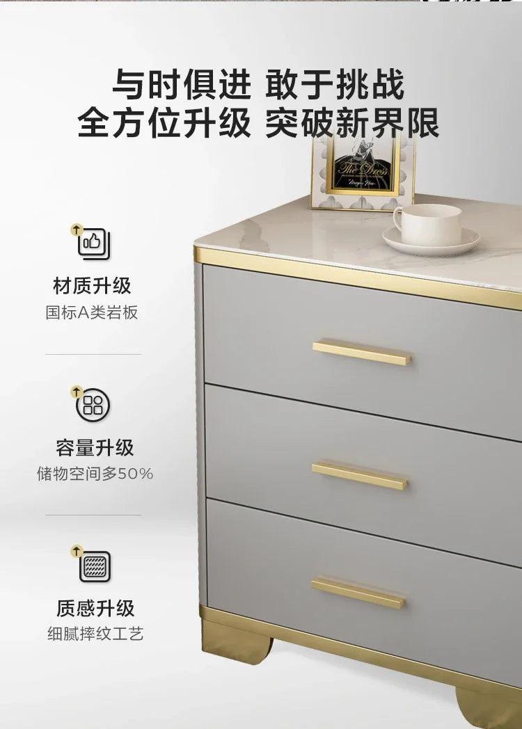 Mesita de Noche con Cajones, Mesa Auxiliar para Cama, Gabinete Blanco, Mesitas de Noche con Almacenamiento, Mueble Criado Mudo