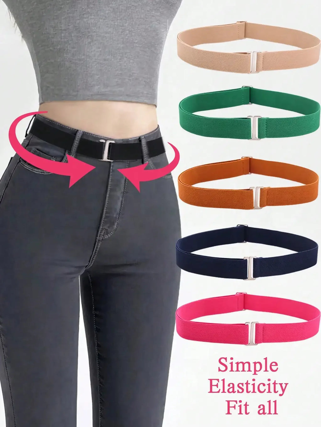 Cinturón Elástico Ajustable, Cinturón Invisible Sin Hebilla para Mujeres y Hombres, Pantalones Vaqueros, Vestidos, Sin Hebilla, Fácil de Usar