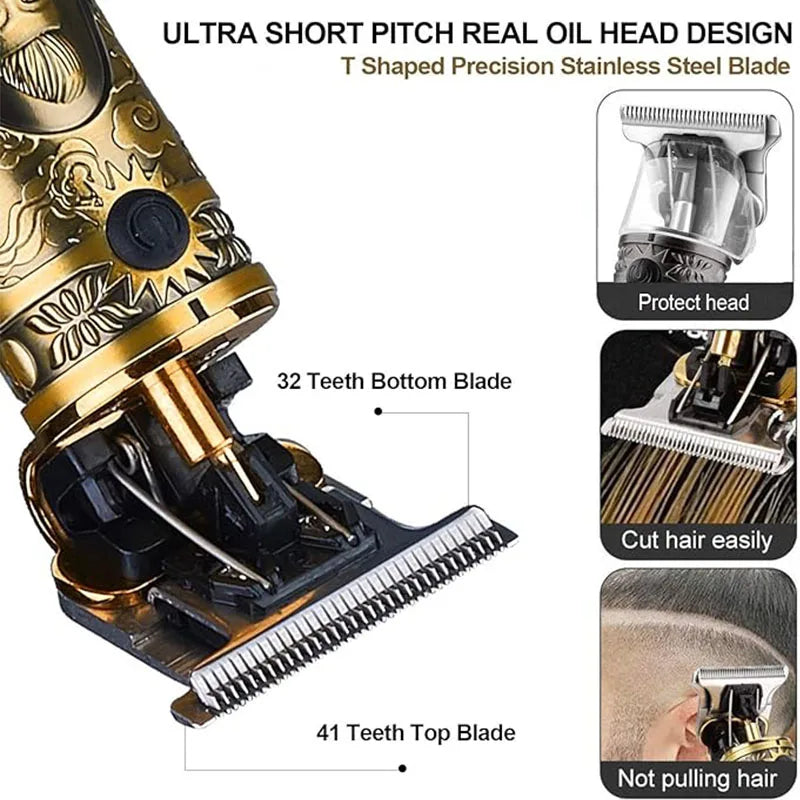 Cortadora de pelo eléctrica profesional Vintage T9, afeitadora portátil recargable por USB para el cuidado de la barba, el mejor regalo