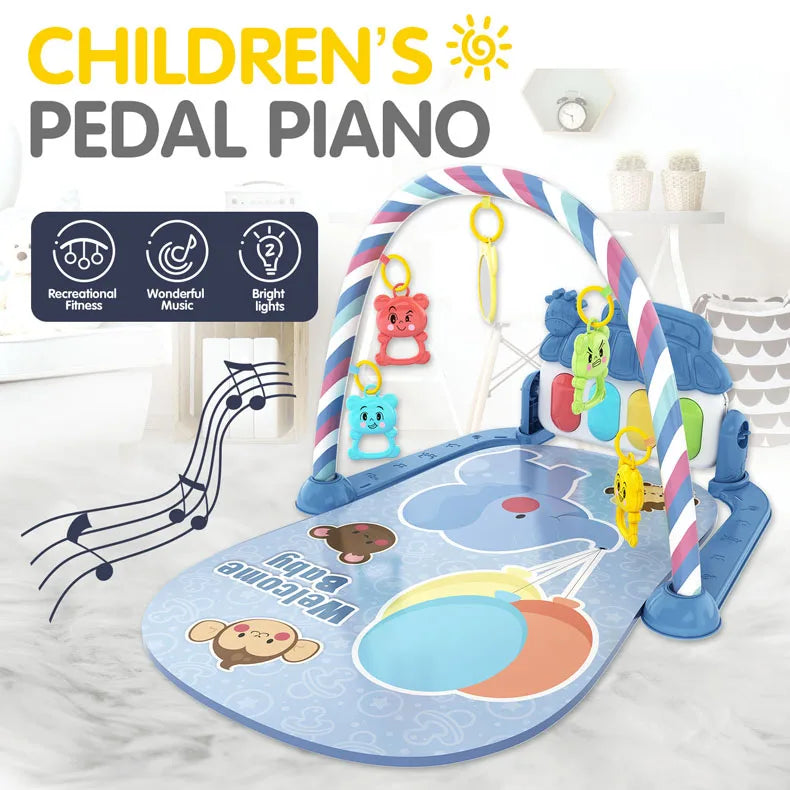 Alfombra de gimnasio para actividades musicales para bebé, alfombra para recién nacido, Pedal, teclado de Piano, estante de Fitness infantil, tapete para gatear, juguetes de regalo