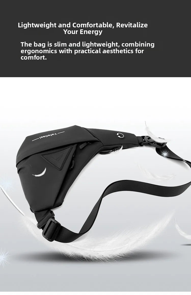 Bolso de Pecho Impermeable para Hombre, Bandolera, Mochila para Viajes Diarios, Membrana de Cuero Resistente a Salpicaduras, Ideal para Viajes Casuales