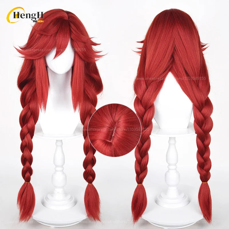 En stock Anime Zanka Guita Enji ‌   Pelucas de Cosplay Rudo Amo Li Glaze, pelo sintético resistente al calor, pelucas para fiesta de Halloween + gorro de peluca