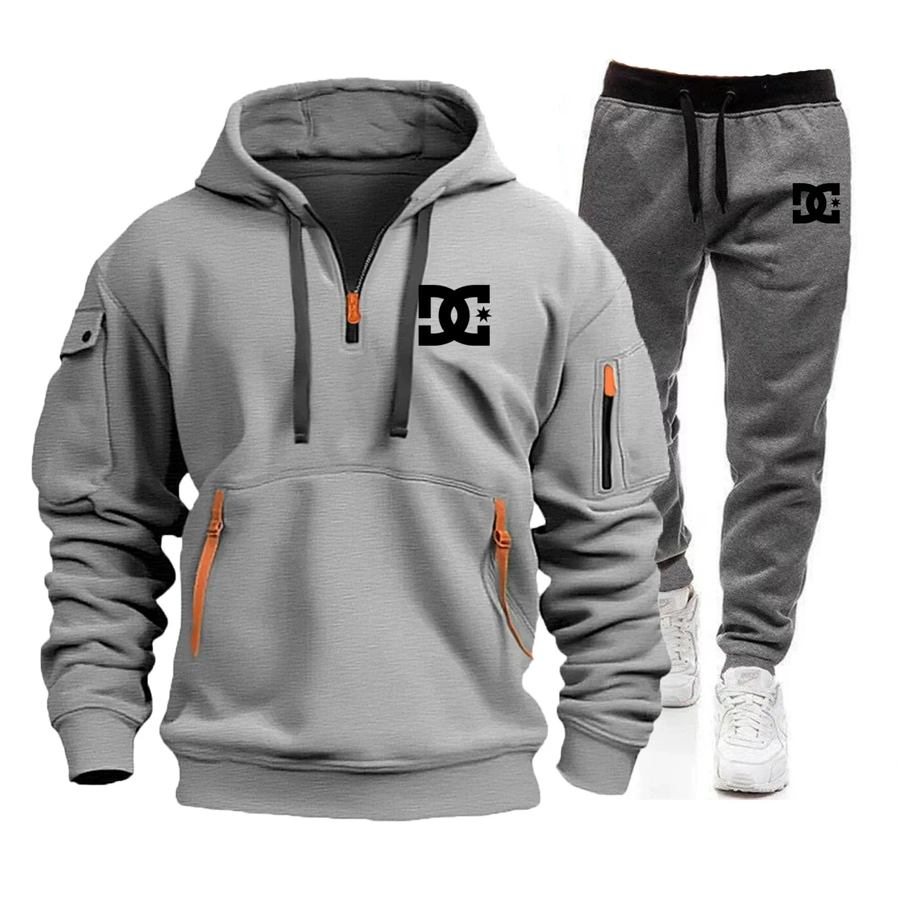 2025 Nuevo conjunto informal de otoño e invierno para hombre, sudadera con capucha y pantalones para correr para hombre al aire libre a la moda, conjunto de 2 piezas