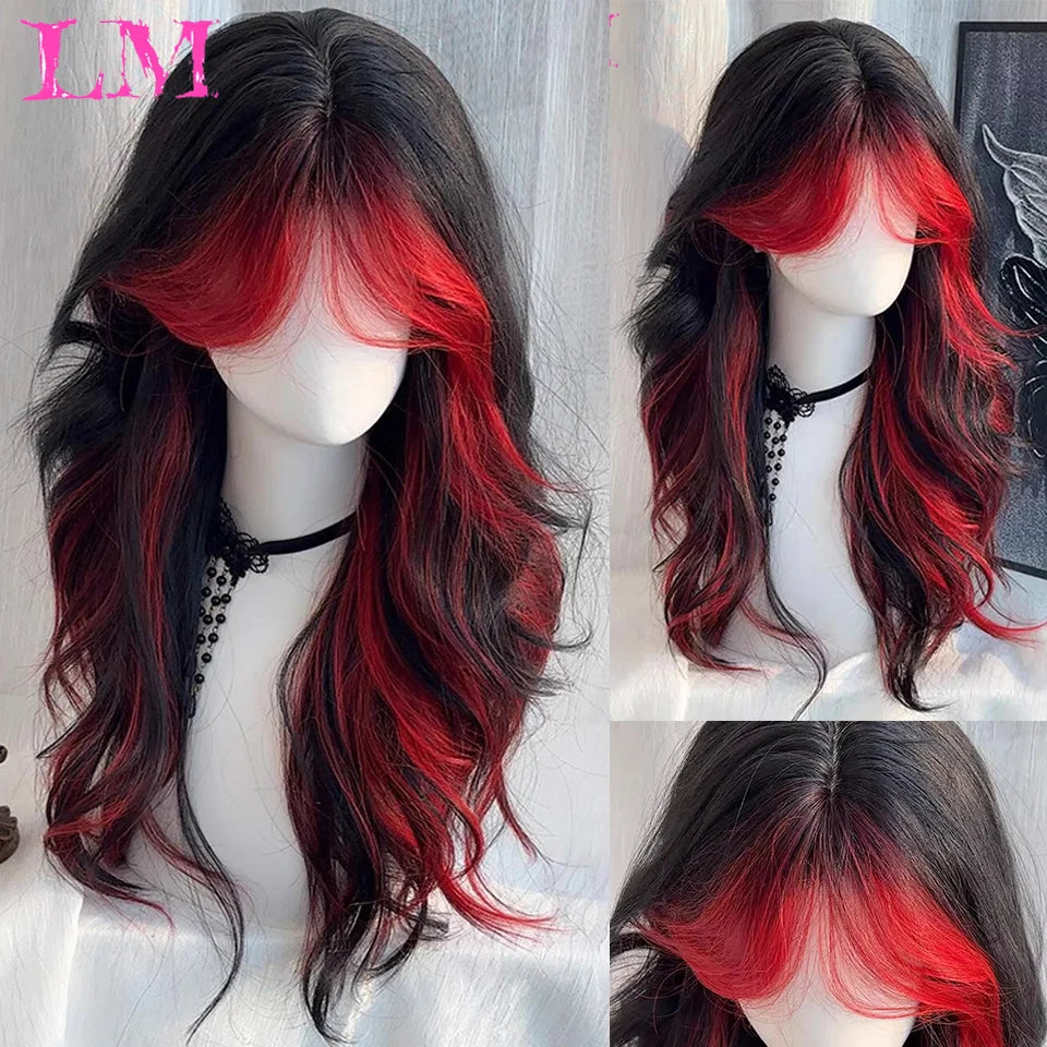 Pelucas sintéticas largas y rectas LM, color azul claro con reflejos de ceniza, peluca de Cosplay con flequillo para mujeres, pelo Natural, fibra resistente al calor