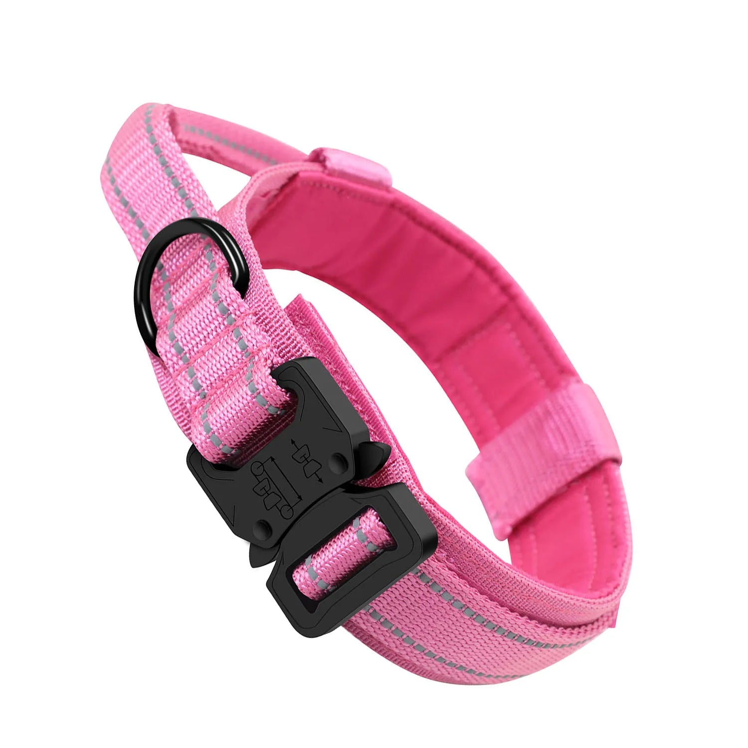Collar táctico reflectante, collar de nailon ajustable para entrenamiento militar, collar para perro con asa, collar para perro de liberación rápida
