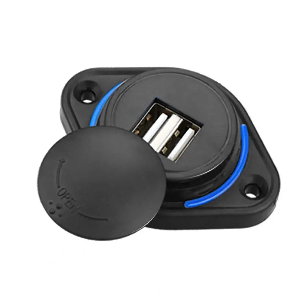 Cargador de coche modificado USB Dual 3.1A, 12-24V, tapa deslizante, coche, autobús, barco, puerto USB Dual, adaptador de toma de corriente
