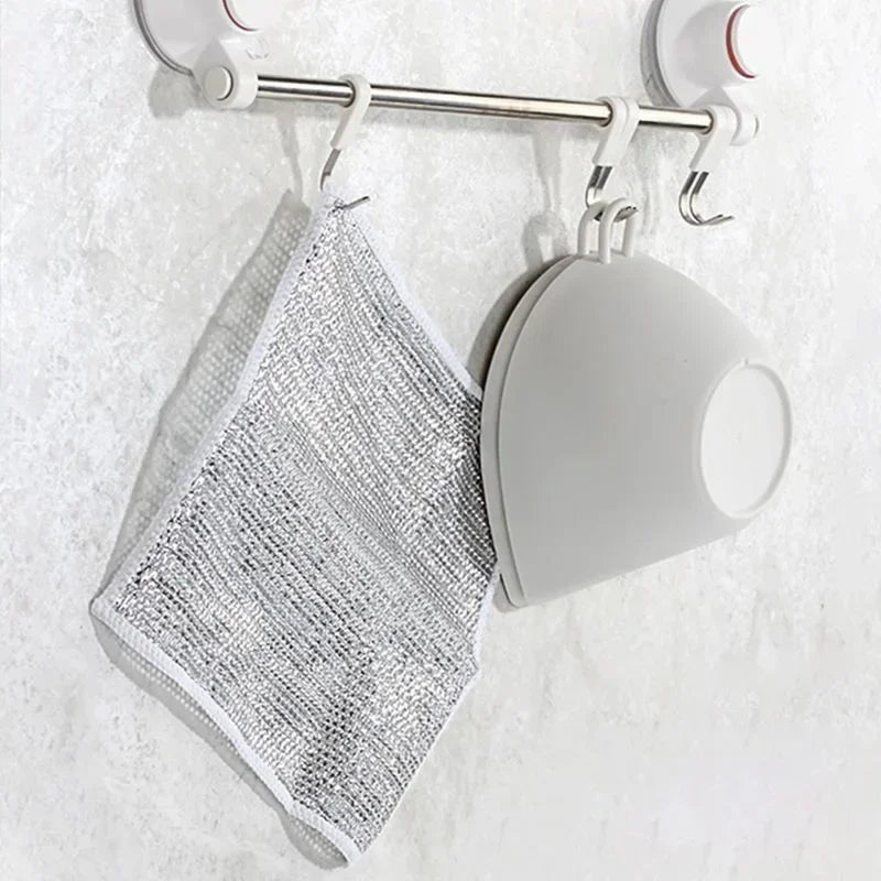 Paño de limpieza mágico, palo de hierro, toallitas de Metal, trapos, paño de cocina mágico, toalla de lavado, alambre de acero plateado, paño de cocina, trapo grueso, 1-20 piezas