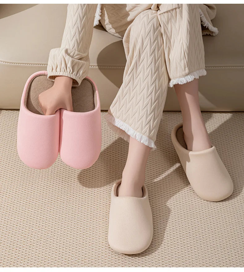 Zapatillas de algodón insonorizadas neutrales, suelas blandas de estilo japonés, zapatillas de invierno antideslizantes para parejas, zapatos para el hogar para suelo interior