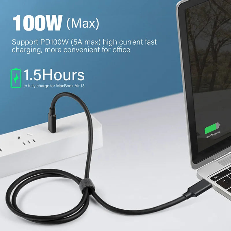 Cable USB 3,2 Gen2 tipo C a C para Macbook Air Pro Switch Steam Deck, Samsung, Xiaomi, 100W, USBC ThunderBolt 3, 1/2/3/5 m