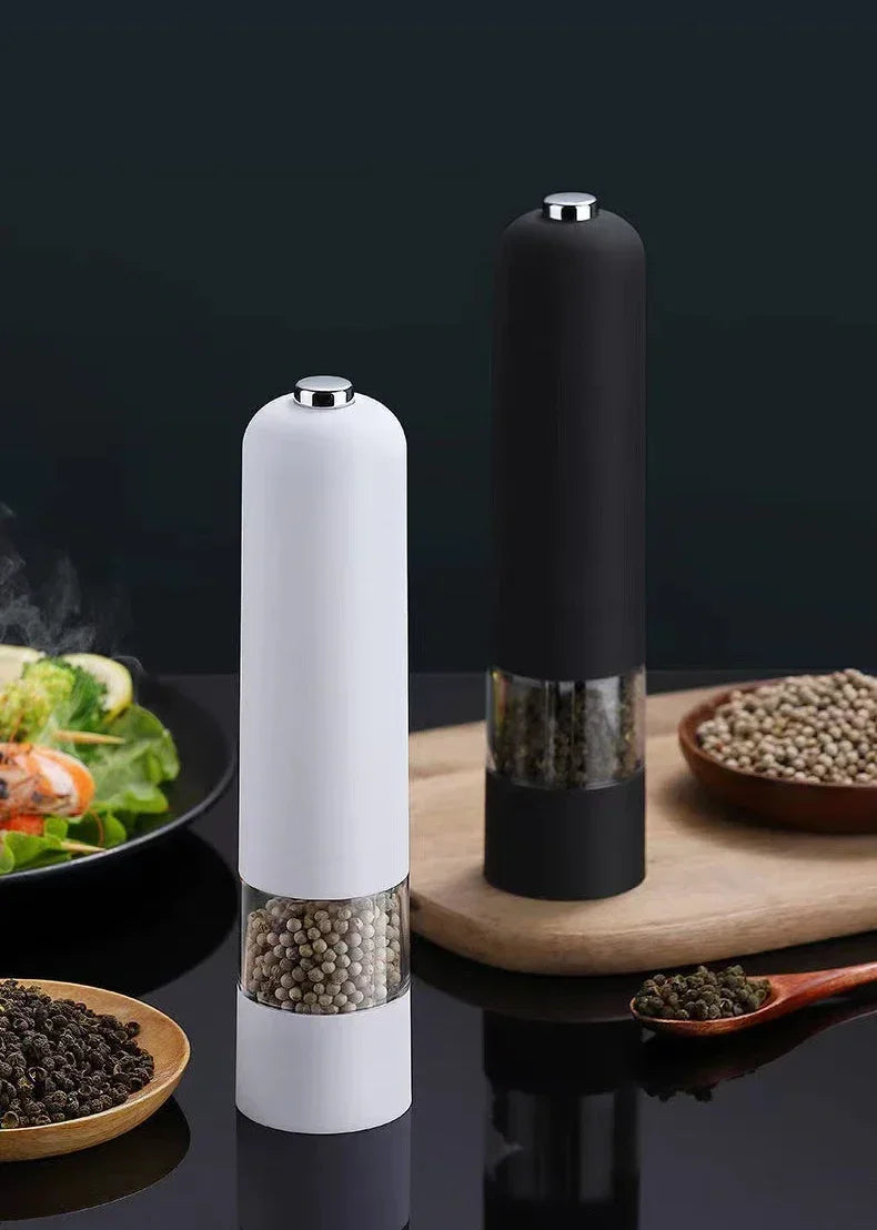 Molinillo eléctrico automático de pimienta y sal con luz LED, molinillo de especias de aspereza ajustable, herramienta de cocina
