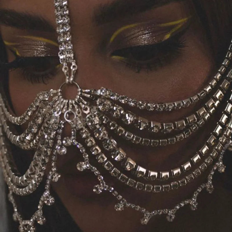 Stonefans-mascarilla con cadena para la cara para mujer, máscara con diamantes de imitación, para el pelo, para Halloween, 2023 capas, envío gratis